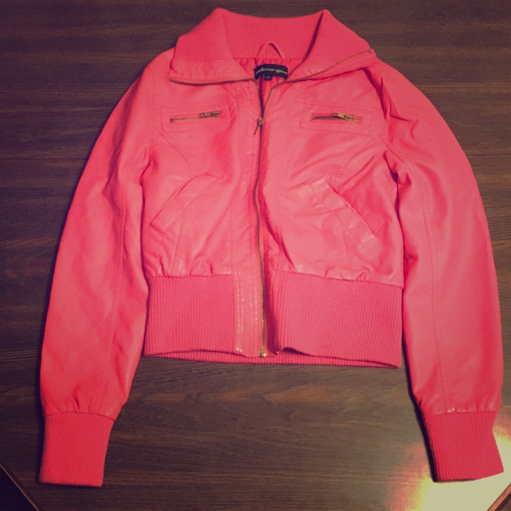 Size Large Ambiance pink leather jacket